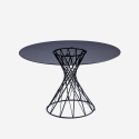 Moderne ronde design tafel 120 cm in zwart met grijs glazen blad Naji Verkoop