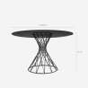 Moderne ronde design tafel 120 cm in zwart met grijs glazen blad Naji Korting
