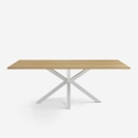 Eettafel van hout 200x100 cm met gekruiste witte poten Moyo Aanbieding