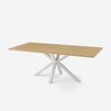 Eettafel van hout 200x100 cm met gekruiste witte poten Moyo Verkoop