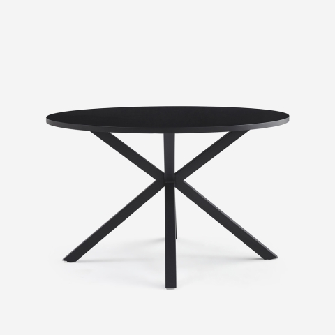 Ronde zwarte tafel 120 cm met gekruiste poten Samu Aanbieding
