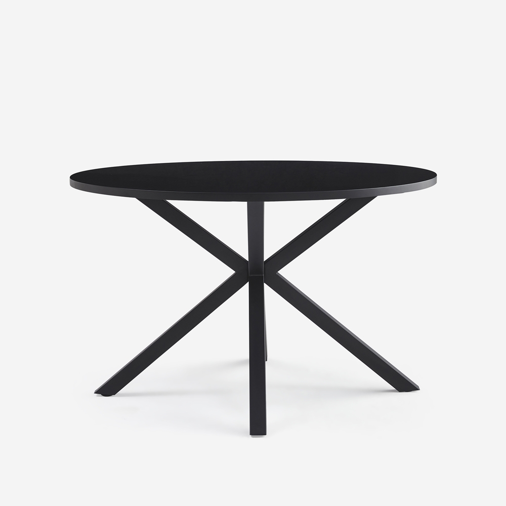 Ronde zwarte tafel 120 cm met gekruiste poten Samu Aanbieding