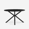 Ronde zwarte tafel 120 cm met gekruiste poten Samu Aanbieding