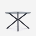 Moderne ronde glazen tafel van 120 cm met zwarte gekruiste poten Lotos Aanbieding