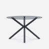 Moderne ronde glazen tafel van 120 cm met zwarte gekruiste poten Lotos Aanbieding