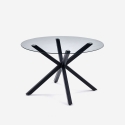 Moderne ronde glazen tafel van 120 cm met zwarte gekruiste poten Lotos Verkoop