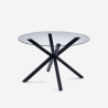 Moderne ronde glazen tafel van 120 cm met zwarte gekruiste poten Lotos Verkoop
