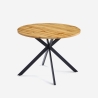 Ronde houten tafel 100 cm met gekruiste metalen poten Mako Aanbieding