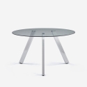 Moderne ronde designtafel van glas 130 cm met metalen poten Orun Aanbieding