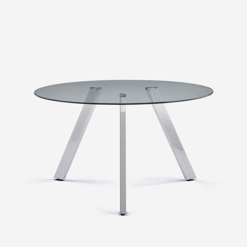 Moderne ronde designtafel van glas 130 cm met metalen poten Orun Aanbieding