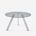 Moderne ronde designtafel van glas 130 cm met metalen poten Orun Verkoop