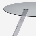 Moderne ronde designtafel van glas 130 cm met metalen poten Orun Aanbod