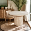 Moderne ronde eettafel van 120 cm van hout met steeneffect Kara Verkoop