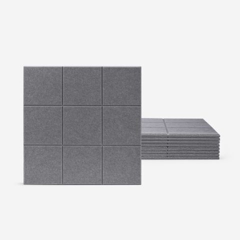 Set van 8 decoratieve grijze akoestische wandpanelen 60x60 cm Didi-GC Aanbieding