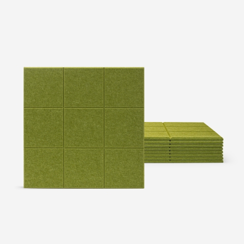 Set van 8 groene akoestische wandpanelen 60x60 cm Didi-V Aanbieding