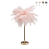 Tafellamp met veren lampenkap en 2 lichtpunten Palm S Voorraad