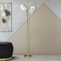 Vloerlamp met gevlochten frame en bolvormige opalenglas Glamy 4 Verkoop
