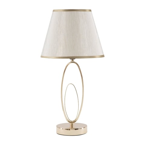 Elegante tafellamp met goudkleurige voet en beige lampenkap Flush S Aanbieding