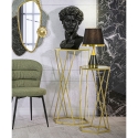 Set van 2 hexagonale bijzettafels voor de woonkamer in goudkleurig metaal en spiegel Esagonal Verkoop