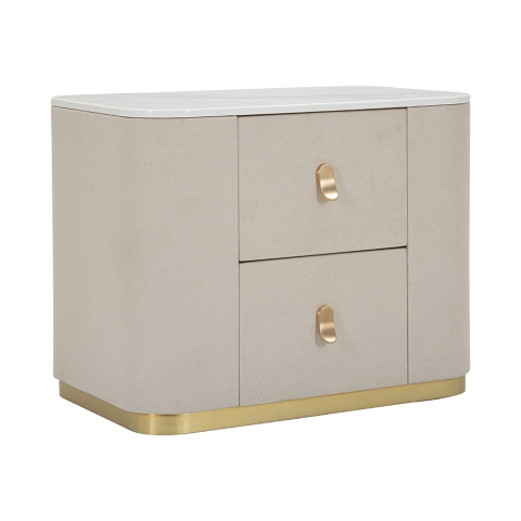 Elegante nachtkastje met 2 lades en gouden details 60x40cm Lullaby Aanbieding