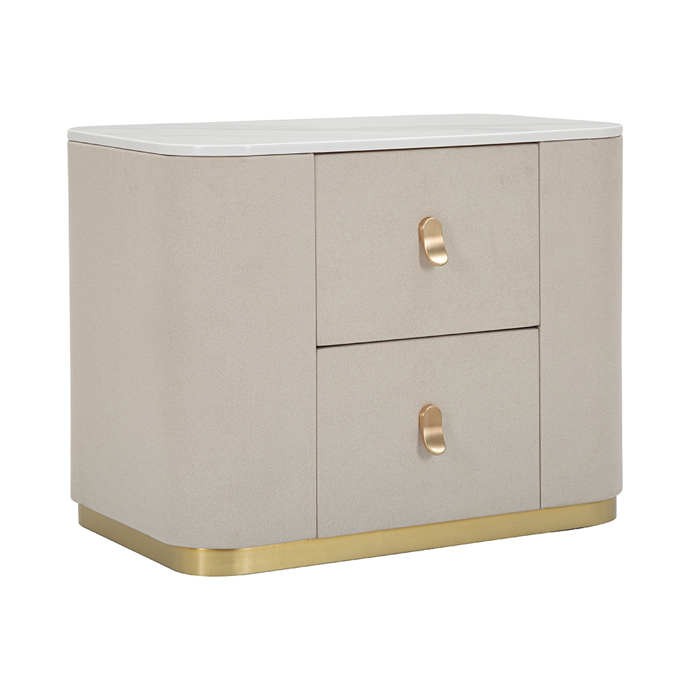Elegante nachtkastje met 2 lades en gouden details 60x40cm Lullaby Aanbieding Elegante nachtkastje met 2 lades en gouden details 60x40cm Lullaby Aanbieding