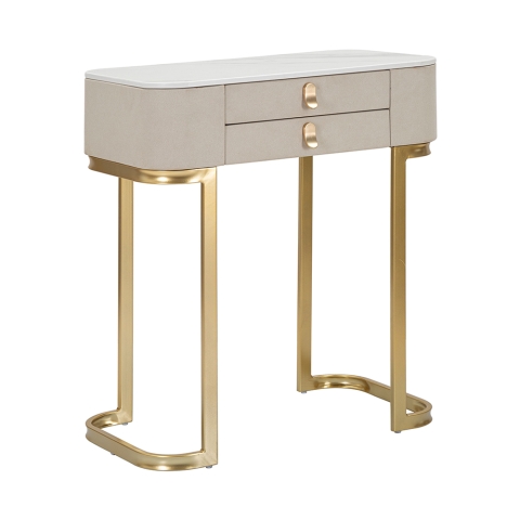 Inkomhal console met 2 lades en gouden poten 70x40cm Beauty Aanbieding