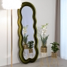 Golvend design spiegel voor wand of vloer in fluweel 60x160cm Miki Korting