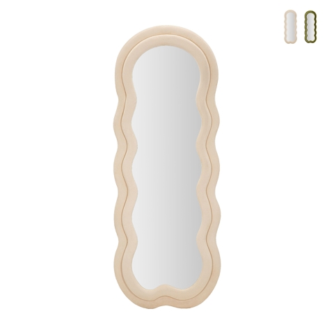 Golvend design spiegel voor wand of vloer in fluweel 60x160cm Miki Aanbieding