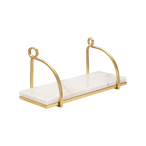 Gouden metalen wandplank met wit marmeren blad Marble Aanbieding