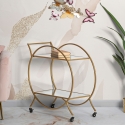 Gouden metalen barwagen voor de woonkamer met spiegelplanken Globe Verkoop