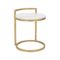 Ronde salontafel en bank in goudkleurig metaal met wit marmeren blad Round Aanbieding