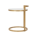 Ronde salontafel en bank in goudkleurig metaal met wit marmeren blad Round Aanbod