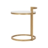 Ronde salontafel en bank in goudkleurig metaal met wit marmeren blad Round Aanbod