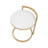 Ronde salontafel en bank in goudkleurig metaal met wit marmeren blad Round Korting