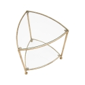 Driehoekig nachtkastje met 2 planken van goudkleurig metaal en glas Triangle S Catalogus