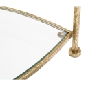 Driehoekig nachtkastje met 2 planken van goudkleurig metaal en glas Triangle S Voorraad