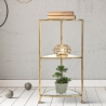 Hoektafel met 3 planken, goudkleurig metaal en glas Triangle M Verkoop