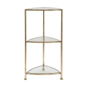 Hoektafel met 3 planken, goudkleurig metaal en glas Triangle M Korting