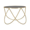 Moderne ronde salontafel 60cm goud metaal en zwart glas Ring Aanbieding