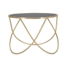 Moderne ronde salontafel 60cm goud metaal en zwart glas Ring Aanbieding