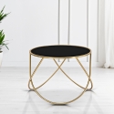 Moderne ronde salontafel 60cm goud metaal en zwart glas Ring Verkoop
