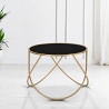 Moderne ronde salontafel 60cm goud metaal en zwart glas Ring Verkoop