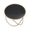 Moderne ronde salontafel 60cm goud metaal en zwart glas Ring Korting