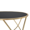 Moderne ronde salontafel 60cm goud metaal en zwart glas Ring Kortingen