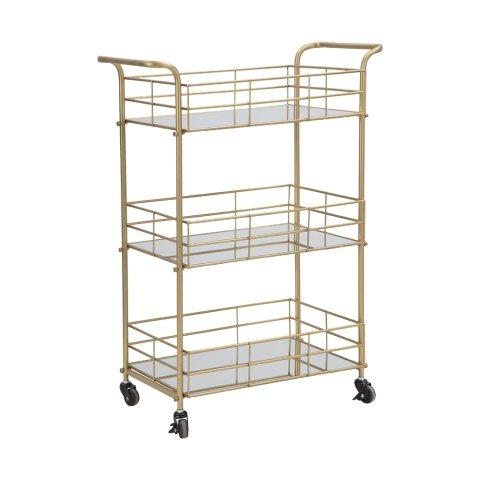 Gouden rechthoekige bar trolley met spiegelglazen planken Glammy Aanbieding