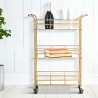 Gouden rechthoekige bar trolley met spiegelglazen planken Glammy Aanbod