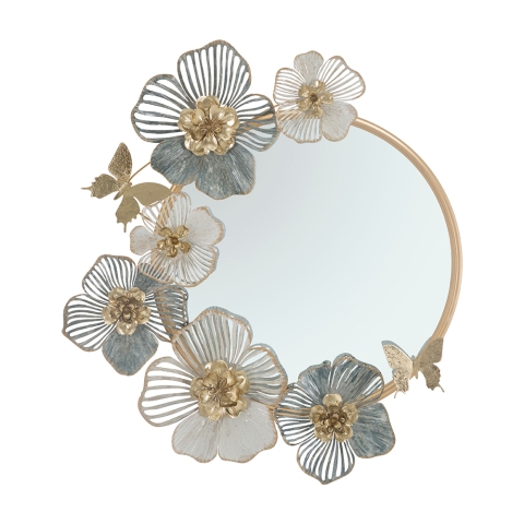 Rond wandspiegel met 3D bloemendecoraties Amy Aanbieding