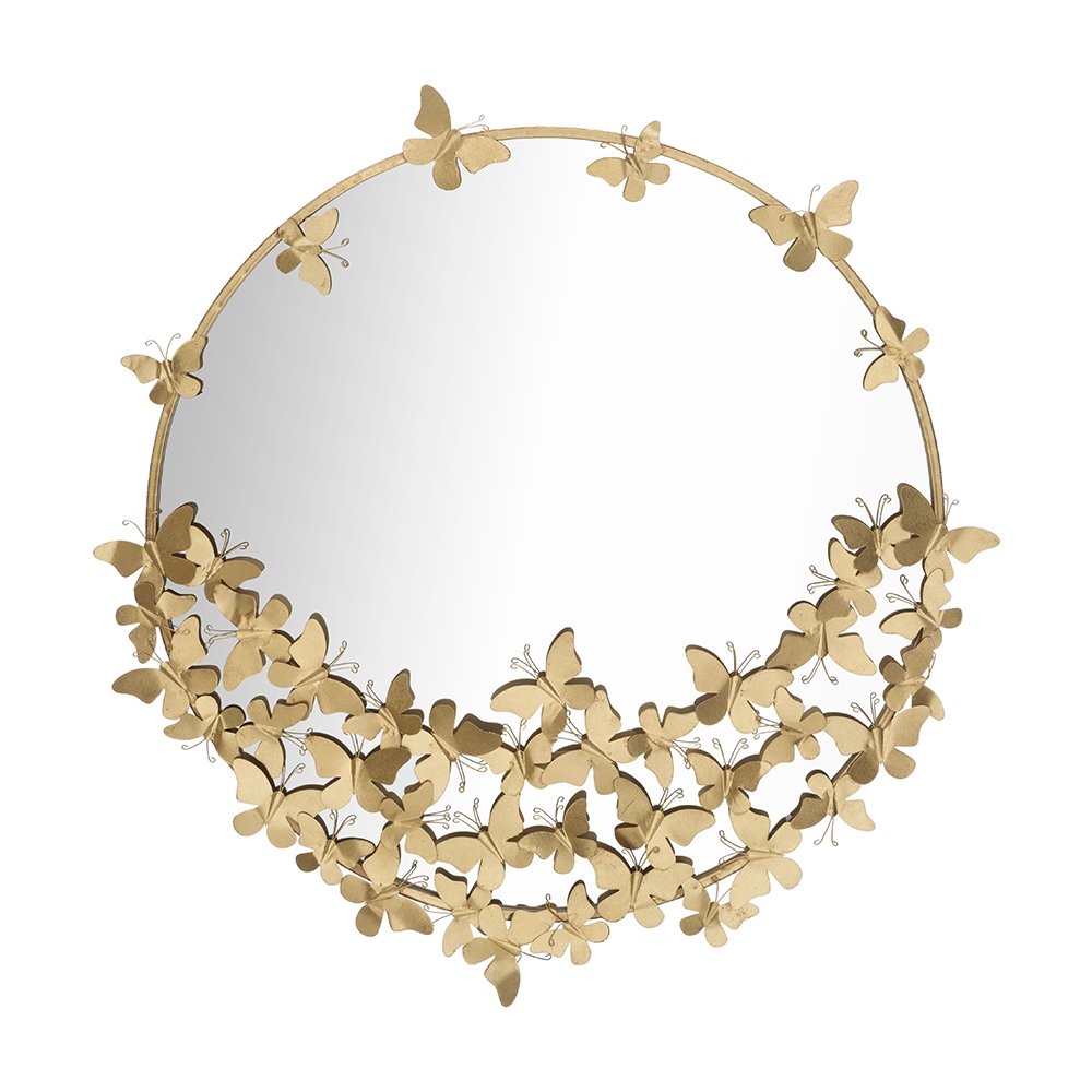 Gouden ronde wandspiegel met decoratieve vlinders Butterfly M Aanbieding Gouden ronde wandspiegel met decoratieve vlinders Butterfly M Aanbieding