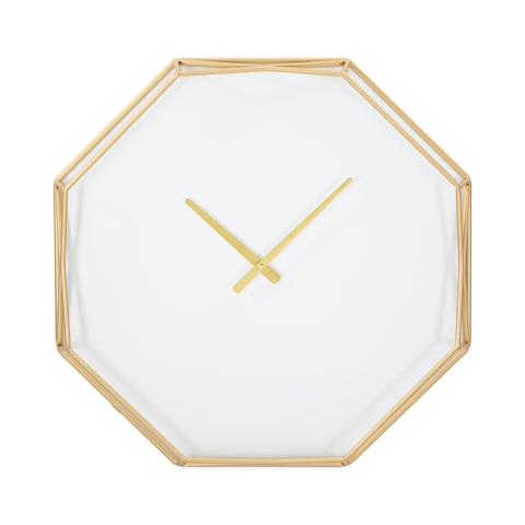 Metalen achthoekige wandklok in goudkleur Octagonal Aanbieding