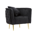 Fluwelen glam fauteuil met gouden poten en kussen Bucarest-P Afmetingen